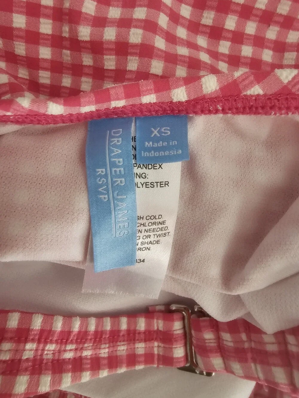 Draper James RSVP Pink Gingham One Piece Swimsuit XS Retro Pinup Chic Beach